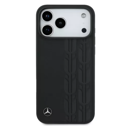 Mercedes Leather Laurel Leaves MagSafe iPhone 17 Pro Max tok – Fekete