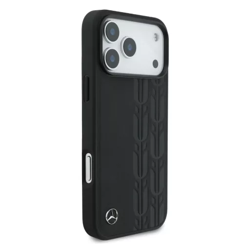 Mercedes Leather Laurel Leaves MagSafe iPhone 17 Pro Max tok – Fekete