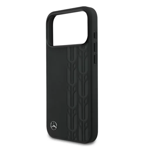 Mercedes Leather Laurel Leaves MagSafe iPhone 17 Pro Max tok – Fekete