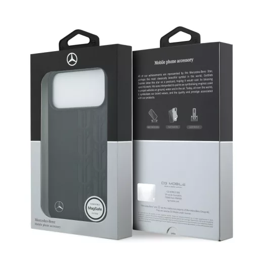 Mercedes Leather Laurel Leaves MagSafe iPhone 17 Pro Max tok – Fekete