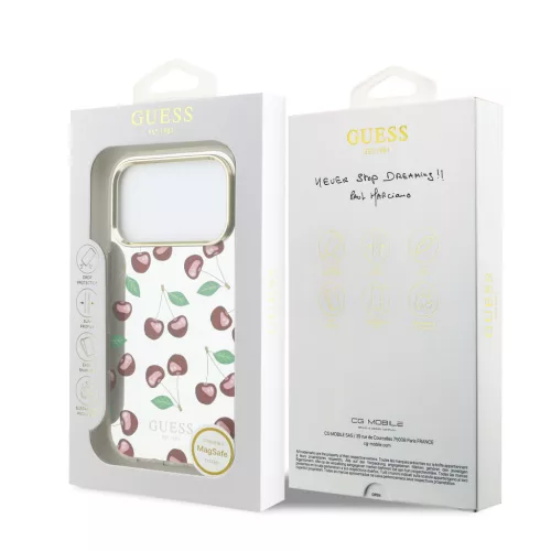 Guess PC/TPU Mirror Glitter Cherry MagSafe tok, iPhone 17 Pro