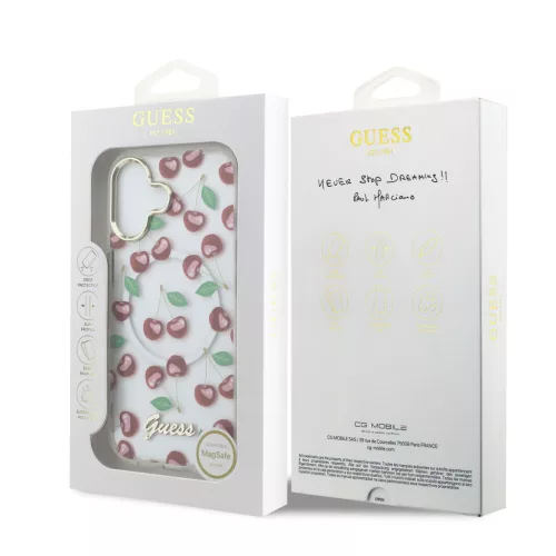Guess IML Glitter Cherry MagSafe tok,  iPhone 17