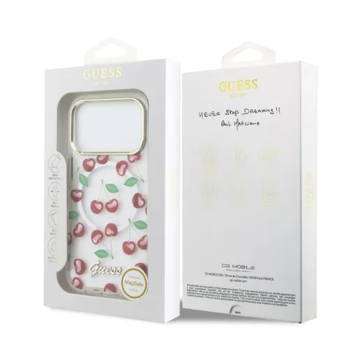  Guess IML Glitter Cherry MagSafe tok, iPhone 17 Pro