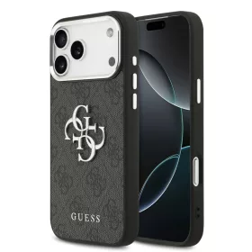   Guess PU 4G Metal Logo tok, iPhone 17 Pro Max - ezüst/fekete