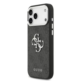   Guess PU 4G Metal Logo tok, iPhone 17 Pro Max - ezüst/fekete