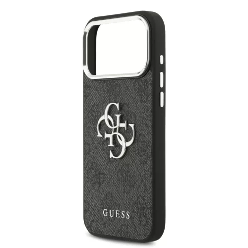 Guess PU 4G Metal Logo tok, iPhone 17 Pro Max - ezüst/fekete