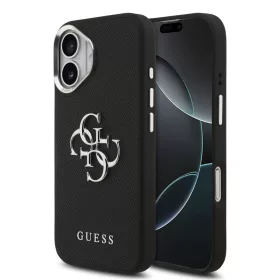   Guess PU Grained 4G Metal Logo tok Apple iPhone 17 készülékhez – Fekete