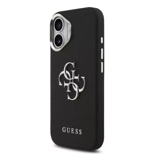 Guess PU Grained 4G Metal Logo tok Apple iPhone 17 készülékhez – Fekete