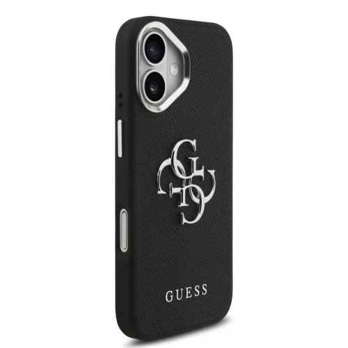 Guess PU Grained 4G Metal Logo tok Apple iPhone 17 készülékhez – Fekete