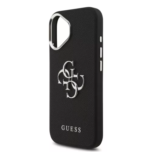 Guess PU Grained 4G Metal Logo tok Apple iPhone 17 készülékhez – Fekete