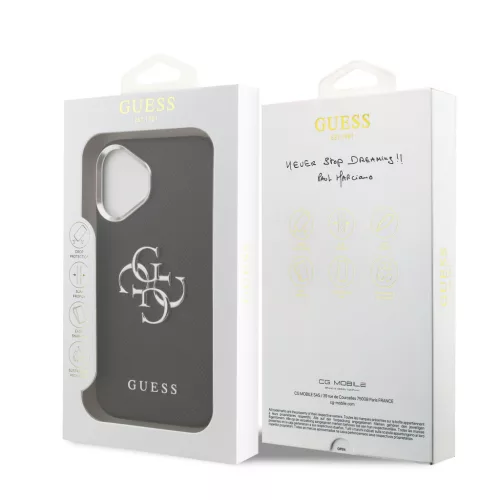 Guess PU Grained 4G Metal Logo tok Apple iPhone 17 készülékhez – Fekete