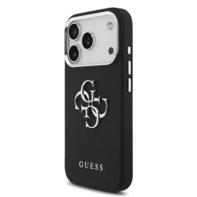  Guess PU Grained 4G Metal Logo tok Apple iPhone 17 Pro készülékhez – Fekete
