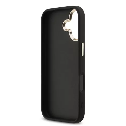 Guess PU Fixed Glitter 4G Metal Frame tok Apple iPhone 17 készülékhez – Fekete