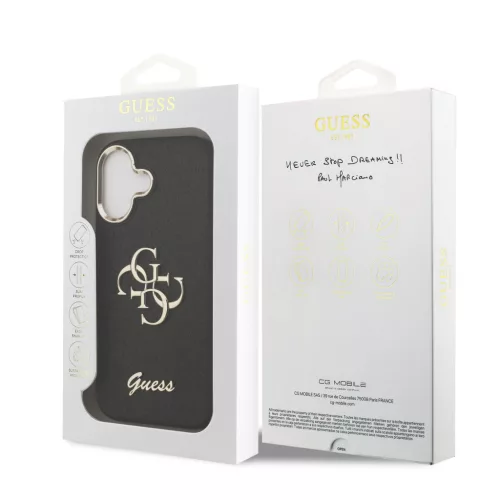 Guess PU Fixed Glitter 4G Metal Frame tok Apple iPhone 17 készülékhez – Fekete