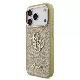   Guess PU Fixed Glitter 4G Metal Frame tok Apple iPhone 17 Pro Max készülékhez – Arany