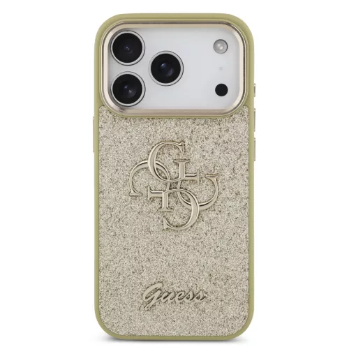 Guess PU Fixed Glitter 4G Metal Frame tok Apple iPhone 17 Pro Max készülékhez – Arany