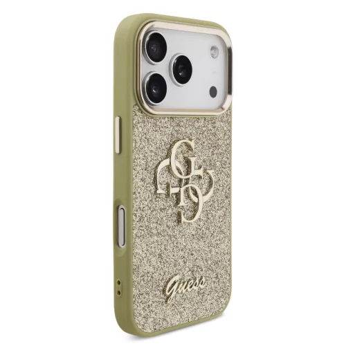 Guess PU Fixed Glitter 4G Metal Frame tok Apple iPhone 17 Pro Max készülékhez – Arany