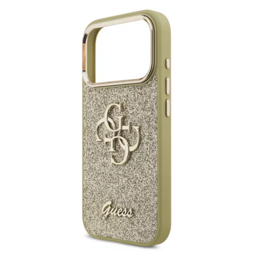 Guess PU Fixed Glitter 4G Metal Frame tok Apple iPhone 17 Pro Max készülékhez – Arany