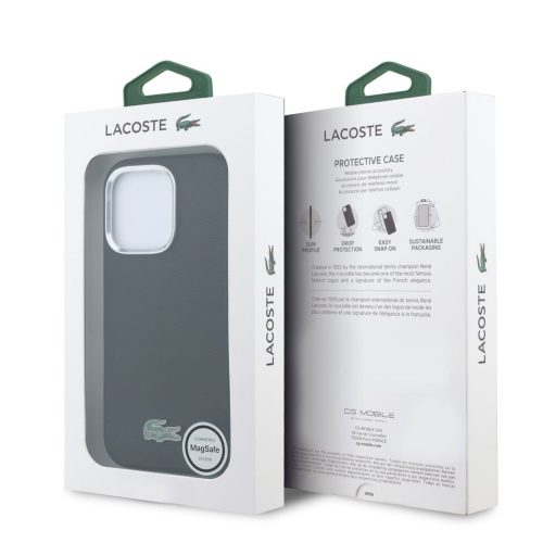  Lacoste PVC Iconic Petit Pique fém logós MagSafe hátlap iPhone 16 Pro - fekete