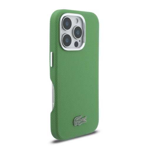 Lacoste PVC Iconic Petit Pique fém logós MagSafe hátlap iPhone 16 Pro  - Estragon Green
