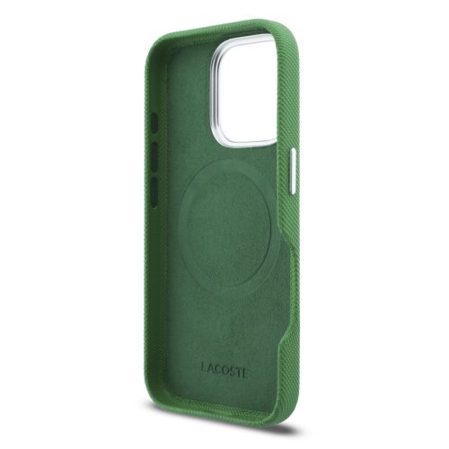 Lacoste PVC Iconic Petit Pique fém logós MagSafe hátlap iPhone 16 Pro  - Estragon Green