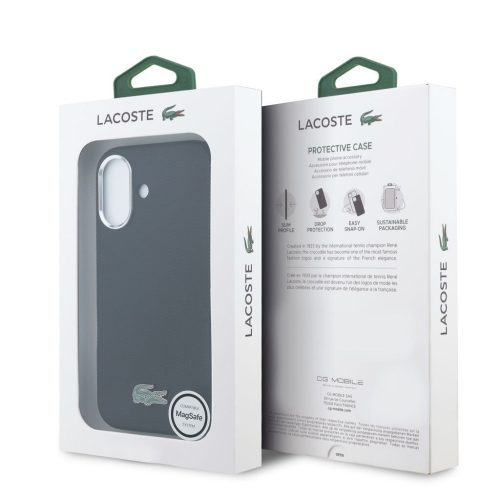 Lacoste PVC Iconic Petit Pique fém logós MagSafe hátlap iPhone 16  - fekete
