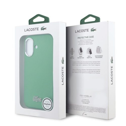 Lacoste PVC Iconic Petit Pique fém logós MagSafe hátlap iPhone 16  - Estragon Green