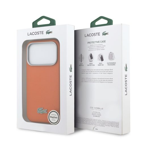 Lacoste PVC Petit Pique Semi Wrap MagSafe Kryt pro iPhone 17 Pro Orange