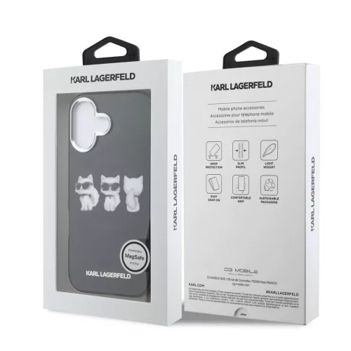 Karl Lagerfeld IML Choupette Trio Watercolor MagSafe tok Apple iPhone 17 készülékhez – Fekete