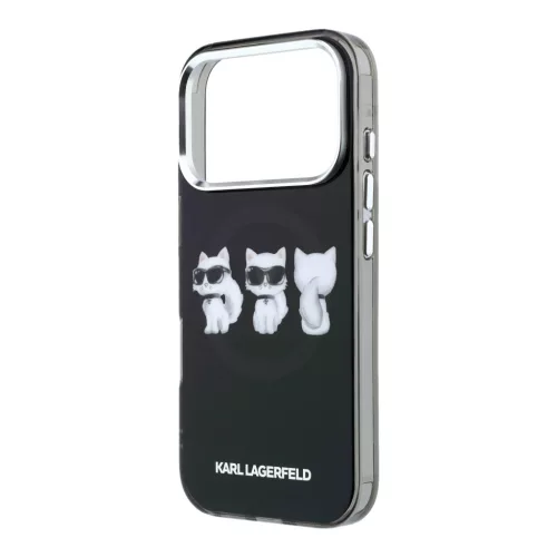 Karl Lagerfeld IML Choupette Trio Watercolor MagSafe tok Apple iPhone 17 Pro készülékhez – Fekete