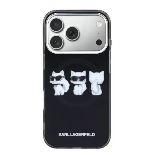Karl Lagerfeld IML Choupette Trio Watercolor MagSafe tok Apple iPhone 17 Pro Max készülékhez – Fekete