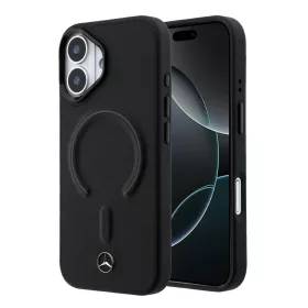   Mercedes PU Leather 3D MagSafe tok Apple iPhone 17 készülékhez – Fekete