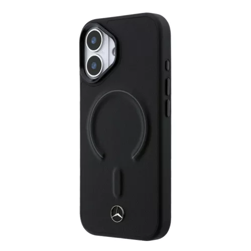 Mercedes PU Leather 3D MagSafe tok Apple iPhone 17 készülékhez – Fekete