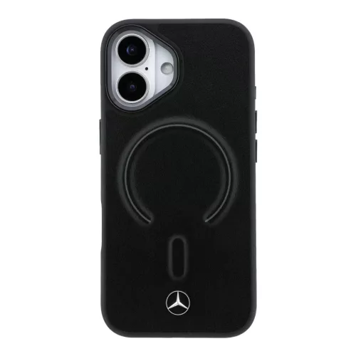 Mercedes PU Leather 3D MagSafe tok Apple iPhone 17 készülékhez – Fekete