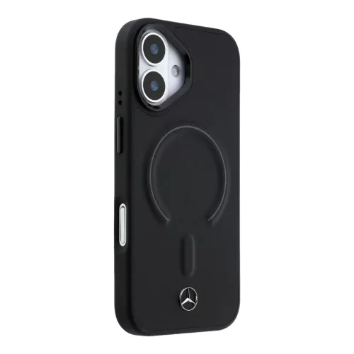 Mercedes PU Leather 3D MagSafe tok Apple iPhone 17 készülékhez – Fekete