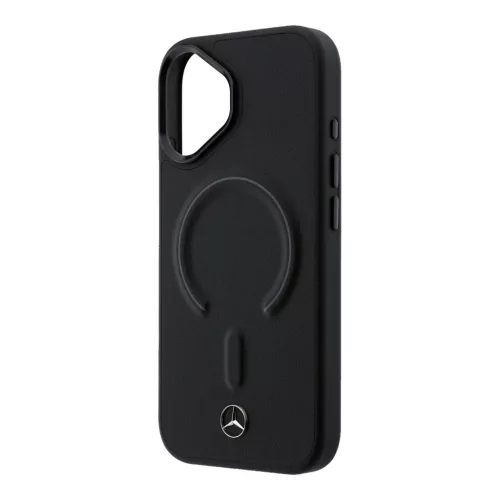 Mercedes PU Leather 3D MagSafe tok Apple iPhone 17 készülékhez – Fekete