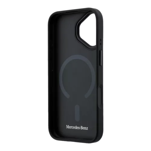 Mercedes PU Leather 3D MagSafe tok Apple iPhone 17 készülékhez – Fekete