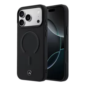   Mercedes PU Leather 3D MagSafe tok Apple iPhone 17 Pro készülékhez – Fekete