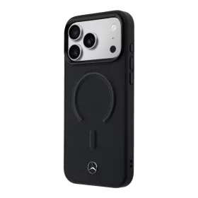   Mercedes PU Leather 3D MagSafe tok Apple iPhone 17 Pro készülékhez – Fekete