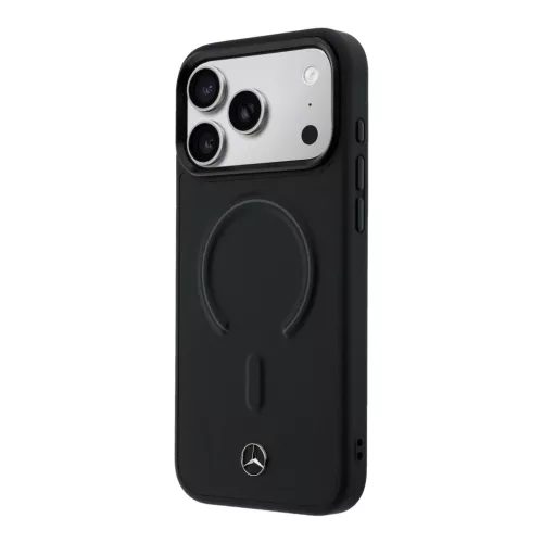 Mercedes PU Leather 3D MagSafe tok Apple iPhone 17 Pro készülékhez – Fekete