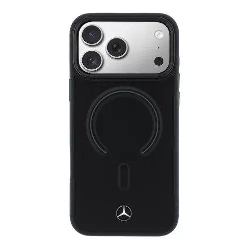 Mercedes PU Leather 3D MagSafe tok Apple iPhone 17 Pro készülékhez – Fekete