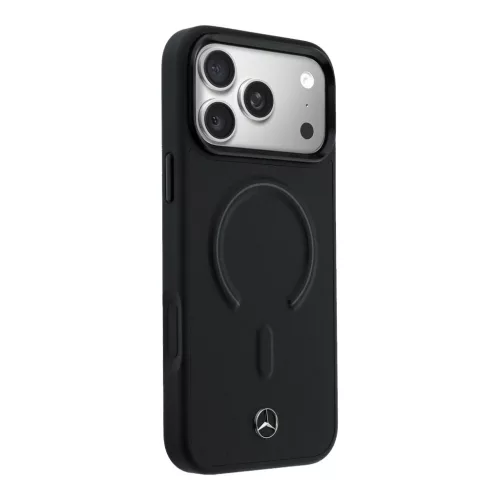 Mercedes PU Leather 3D MagSafe tok Apple iPhone 17 Pro készülékhez – Fekete