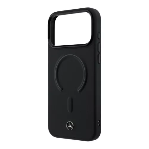 Mercedes PU Leather 3D MagSafe tok Apple iPhone 17 Pro készülékhez – Fekete