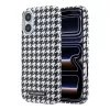 Karl Lagerfeld PU Houndstooth Resin Plate MagSafe tok Apple iPhone 17 készülékhez – fekete