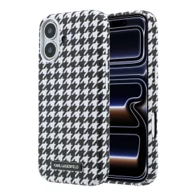   Karl Lagerfeld PU Houndstooth Resin Plate MagSafe tok Apple iPhone 17 készülékhez – fekete