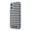 Karl Lagerfeld PU Houndstooth Resin Plate MagSafe tok Apple iPhone 17 készülékhez – fekete
