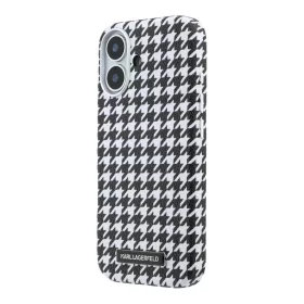   Karl Lagerfeld PU Houndstooth Resin Plate MagSafe tok Apple iPhone 17 készülékhez – fekete