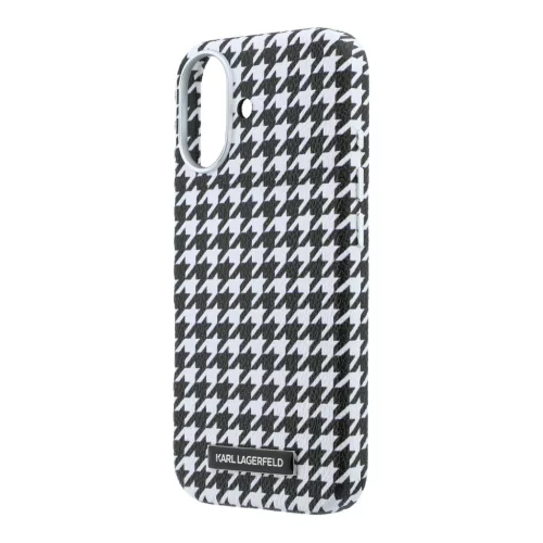 Karl Lagerfeld PU Houndstooth Resin Plate MagSafe tok Apple iPhone 17 készülékhez – fekete