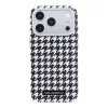 Karl Lagerfeld PU Houndstooth Resin Plate MagSafe tok Apple iPhone 17 Pro készülékhez – fekete
