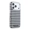 Karl Lagerfeld PU Houndstooth Resin Plate MagSafe tok Apple iPhone 17 Pro készülékhez – fekete